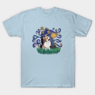 Starry Night Derivative Featuring a Pembroke Welsh Corgi T-Shirt